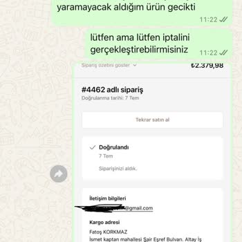 Sipariş Verdim, Ne Ürün Var Ne Bilgi Ne De İade!