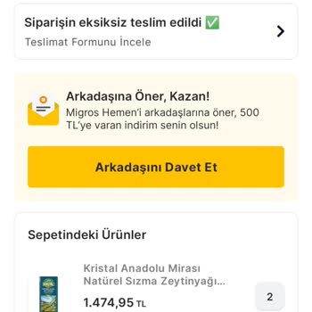 Migros Sanal Marketten Yanlış Zeytinyağı Gönderimi Ve İade Sorunu