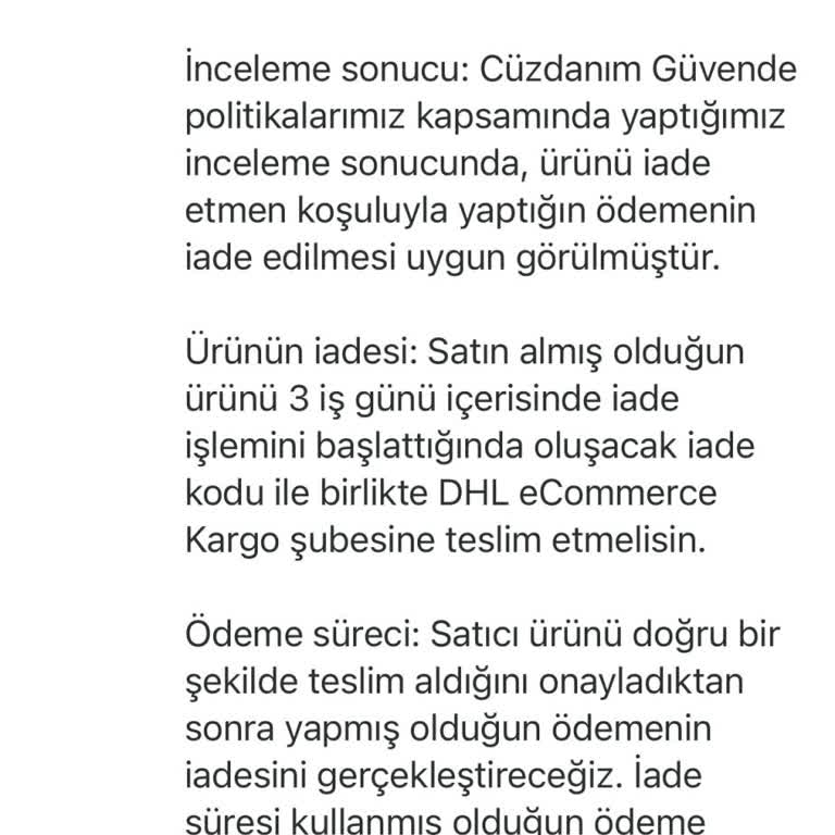 Letgo'dan Alınan Ürünün İadesinde Geciken Para İadesi