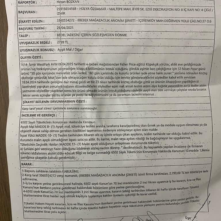 Mahkeme Kararına Rağmen Ayıplı Ürünün İadesi Gerçekleştirilmiyor