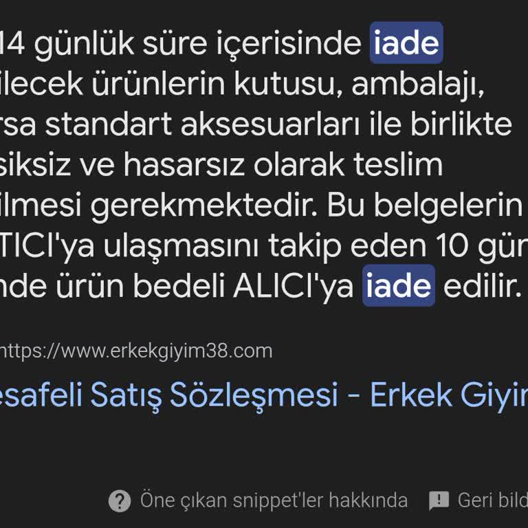 Erkekgiyim38.com Yanlış Beden Ve Kalitesiz Ürünler İçin İade Sorunu