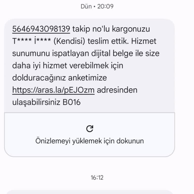 Aras Kargo Teslim Edilmediği Halde Teslim Edildi Mesajı Gönderdi