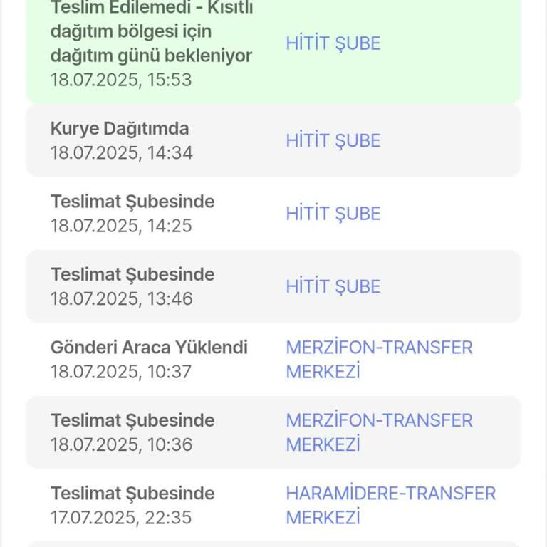 Yurtiçi Kargo Kısıtlı Dağıtım Bahanesiyle Kargom Adresime Gelmeden Şubeye Geri Götürüldü