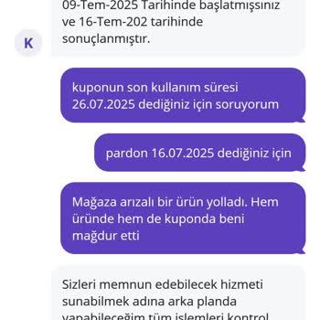İade Sonrası Kuponum Geri Verilmedi Mağduriyetim Giderilmedi