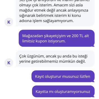 İade Sonrası Kuponum Geri Verilmedi Mağduriyetim Giderilmedi