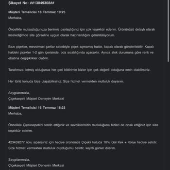 Sipariş Edilen Orkide Yerine Solmuş Çiçek Gönderilmesi Ve İlgisizlik