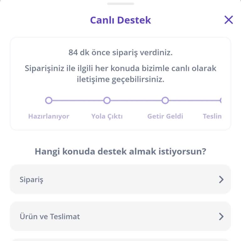 Getir Siparişimde Uzun Teslimat Süresi Ve Yetersiz Destek