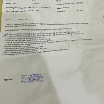 Gözlük Camında Kısa Sürede Oluşan Hasara Garanti Reddi