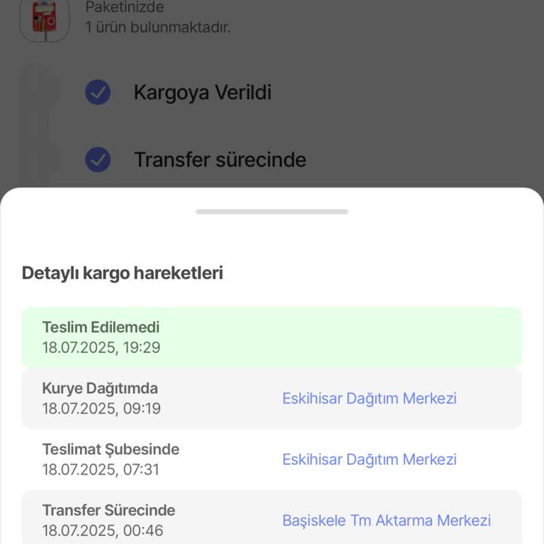Kargom Daireme Teslim Edilmedi, İade Süreci Başlatıldı