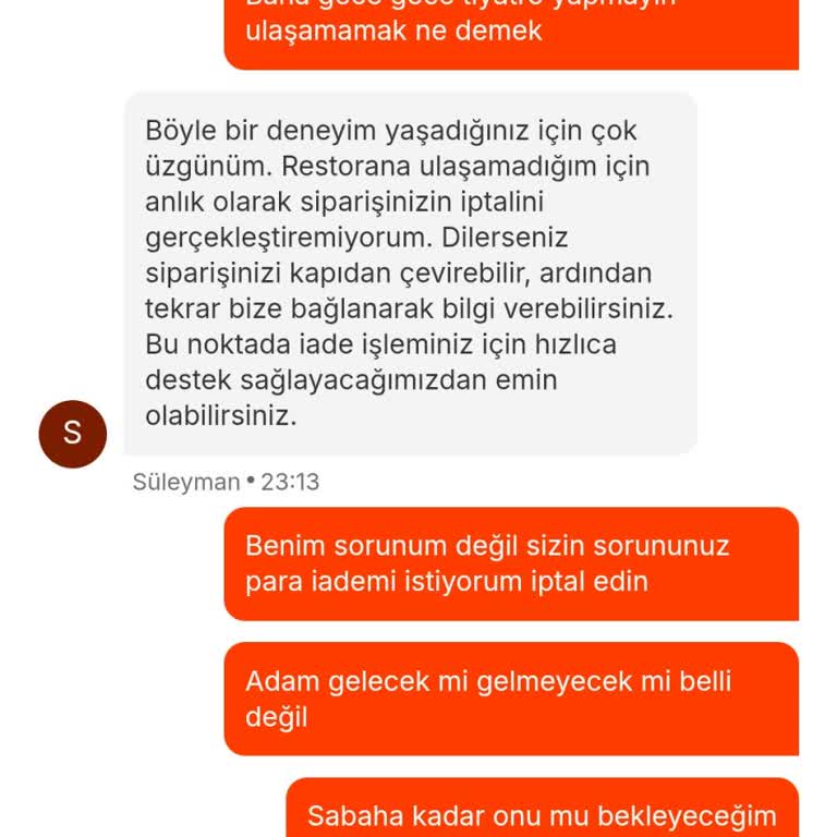 Migros Yemek Siparişim Gecikti, İptal Talebim Çözümsüz Kaldı