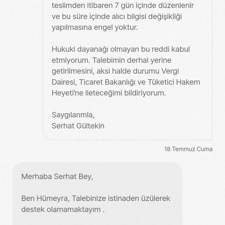 Fatura Bilgisi Değişikliği Talebim Müşteri Hizmetlerinde Çözülemedi