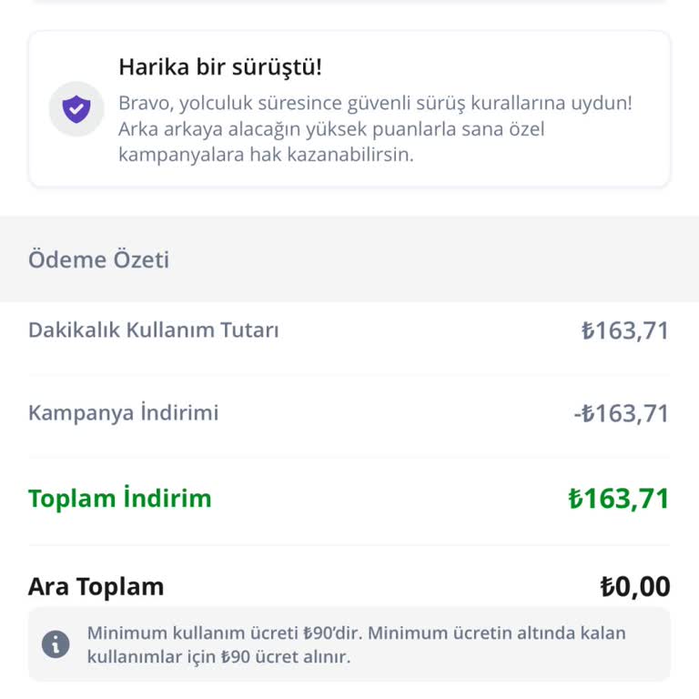 Getir Araçta Kampanya İndirimi Ve Minimum Tutar Sorunu
