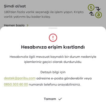 Paribu Hesap Erişim Engeli Nedeniyle Mağduriyet Yaşıyorum