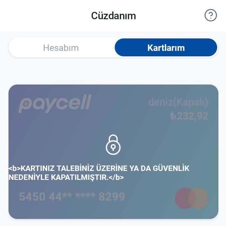 ATM İşlemi Sonrası Paycell Kartım Bloke Edildi, Paramı Alamıyorum