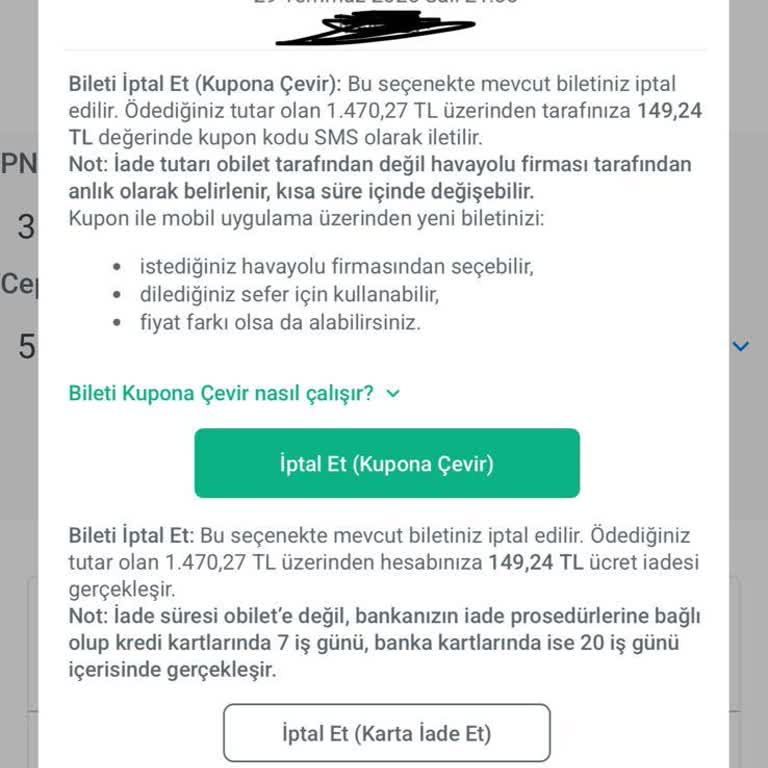 Bilet İadesinde Düşük Kupon Ve Sorumluluk Alınmayan Mağduriyet