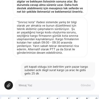 Kotasız Kargo Vaadi Yerine Kota Engeli Ve İlgisiz Müşteri Hizmeti