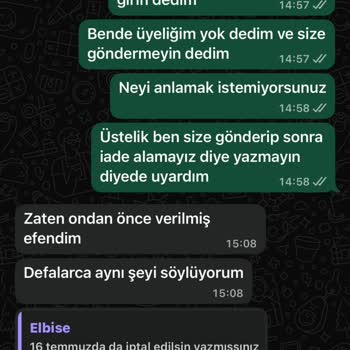 Siparişim İptal Edilmedi, Ürün Gönderildi Ve İade Alınmıyor