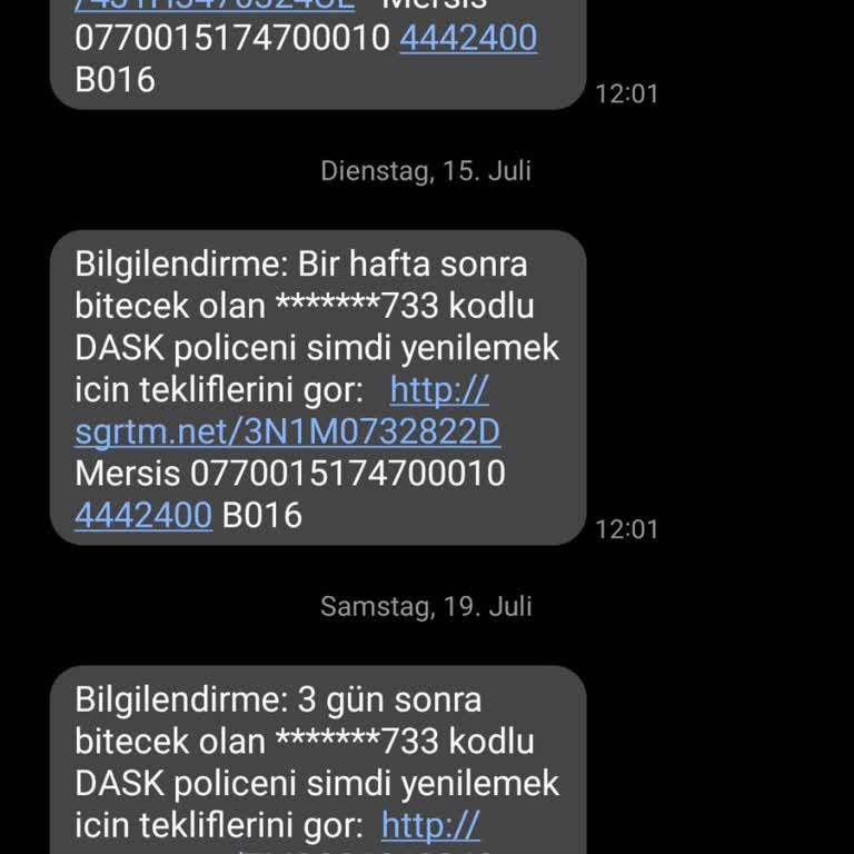 Sigortam.net'ten Sürekli Gelen SMS'ler Rahatsız Ediyor, İptal Seçeneği Yok