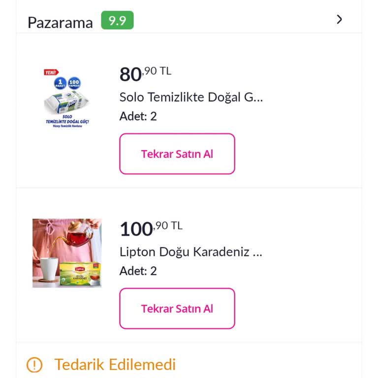 Pazarama Kampanyasında Tedarik Edilemeyen Ürün Nedeniyle Sipariş İptali