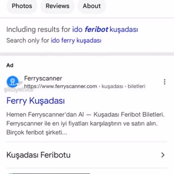 İDO Feribot Sitesi Yanlış