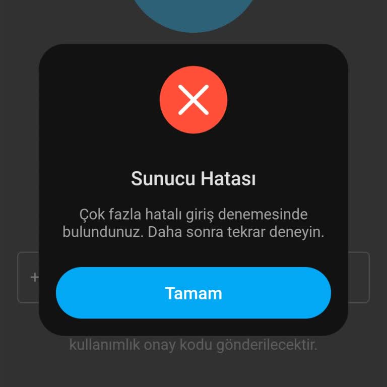 BİP Uygulamasında Sürekli Sunucu Hatası Ve Kod Gelmeme Sorunu