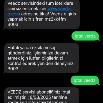 Veedz-tr.com QR Kodlu Menüden Yanlışlıkla Üyelik Ve İptal Sorunu
