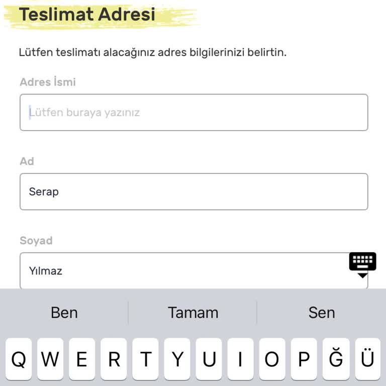Adres Bilgisi Hatası Yüzünden Sipariş Veremiyorum
