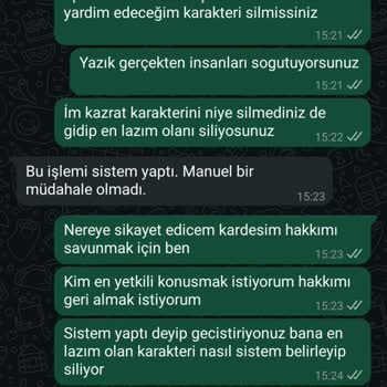 Karakterimin İzinsiz Silinmesiyle Mağdur Oldum