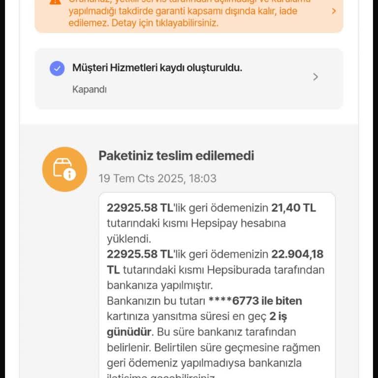 Teslim Edilmeyen Sipariş Ve Çözülmeyen Müşteri Hizmetleri Sorunu