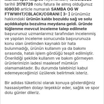 Adidas Çocuk Ayakkabısında Kısa Sürede Deformasyon Ve Garanti Reddi