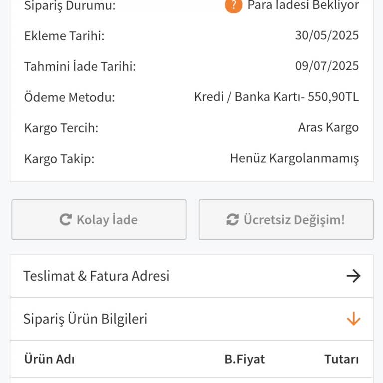 Gizce Tesettür Giyim'de İptal Edilen Siparişin İadesi Yapılmıyor