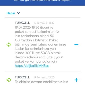 Turkcell İzinsiz Ek Paket Yansıtılması ve Fatura Artışı Hakkında Şikayet