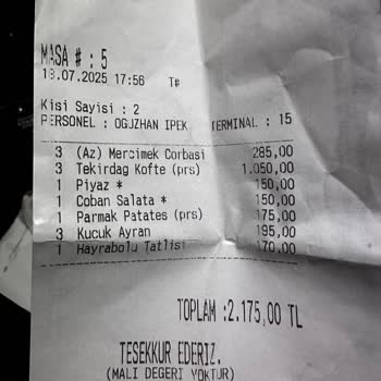 Özcanlar Köfte Yüksek Hesap Sonrası Suya Ücret Talebi ve Kötü Müşteri Deneyimi