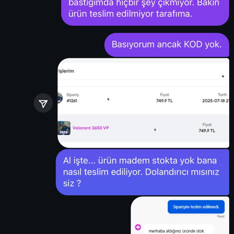 Satın Aldığım Valorant VP Teslim Edilmedi Param İade Edilmedi
