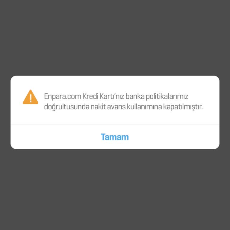 Enpara Kredi Kartımda Nakit Avans Hakkım Bilgilendirme Yapılmadan Kapatıldı