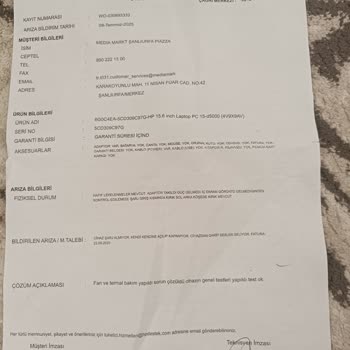 Bilgisayarım Tamir Edilmeden Hasarlı Şekilde İade Edildi