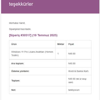 Satın Alınan Windows 11 Keyi Teslim Edilmedi, İletişim Sağlanamıyor
