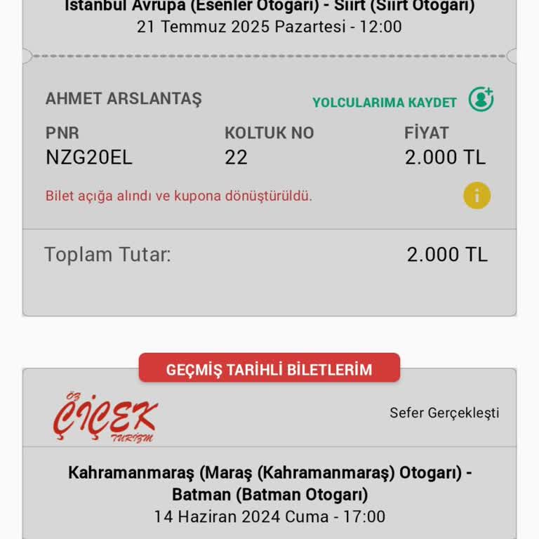 Yanlışlıkla Kupona Çevrilen Bilet Ücretimin İadesini İstiyorum