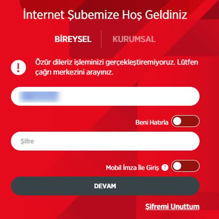 Mobil Şifre Blokesi Nedeniyle Hesaba Erişim Sağlanamıyor