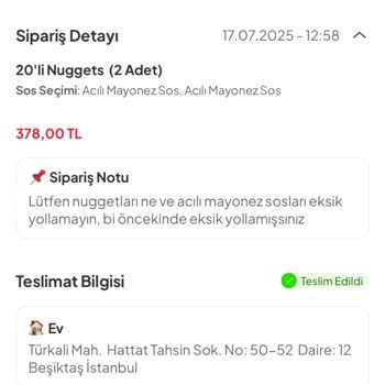 Popeyes Meşrutiyet Şubesinde Eksik Ve Geç Teslim Edilen Siparişler Canımı Sıkıyor