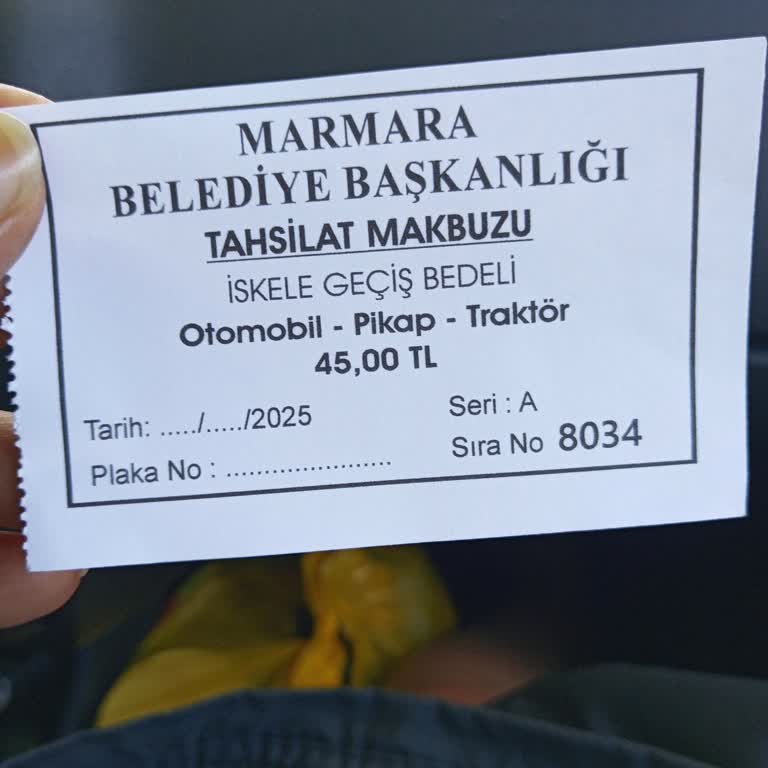 Marmara Adalar Belediyesi İskeleye Giriş Tahsilat Ücreti