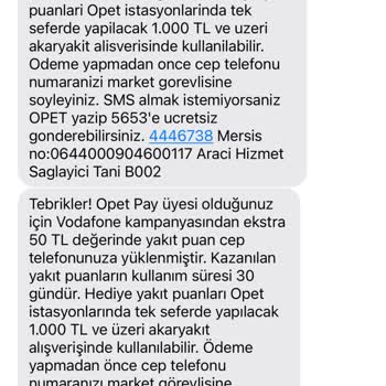 Vodafone Kampanya Puanlarım Opet Uygulamasına Yansımıyor