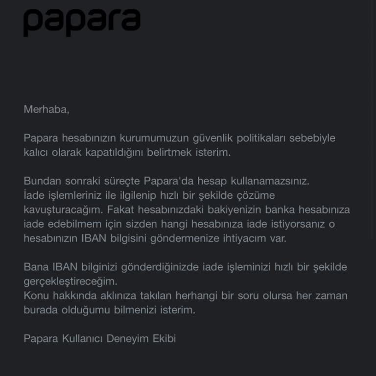 Papara Hesabım Haksız Yere Kapandı, Haftalardır Paramı Alamıyorum