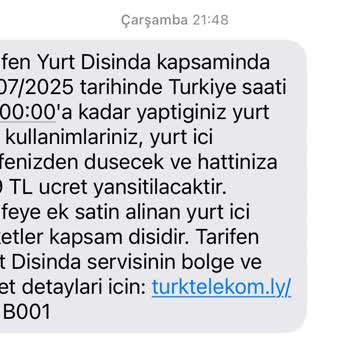 Yurt Dışında Kullanılmayan Hücresel Veri İçin Haksız Ücretlendirme