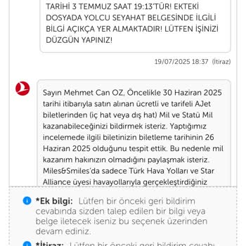 Miles Smiles Puanı İçin Yanlış Bilet Tarihi Gerekçesiyle Mil Kazanımı Reddedildi