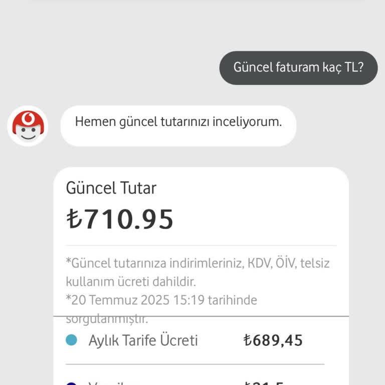Vodafone Tarife Değişikliği Sonrası Bilgilendirme Eksikliği Ve Yüksek Fatura Şoku