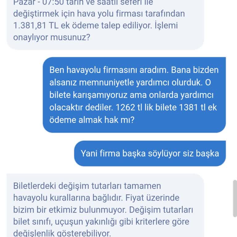 Bilet Değişikliğinde Yüksek Ücret Talebiyle Karşılaştım
