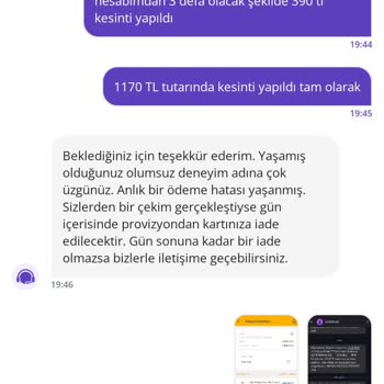 Getir Yemek'te Onaysız Çekim Ve İade Sorunu Yaşıyorum