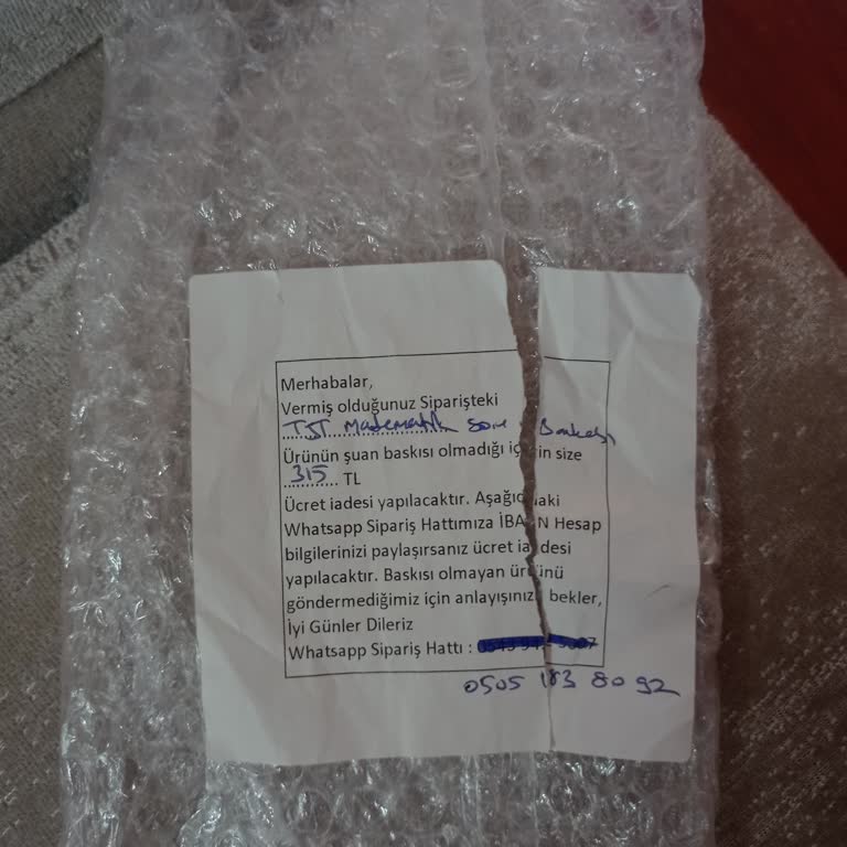 Siparişimdeki Ürün Eksik Ve Para İadem Yapılmadı