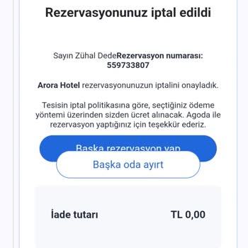 Rezervasyon İptalinde Para İadesi Yapılmadı